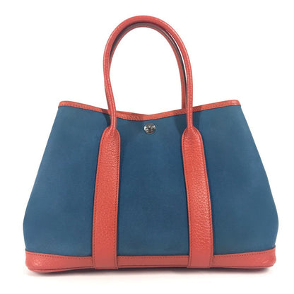 Hermes Tote Bag Leather / Canvas Blue Garden Party Tpm