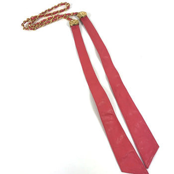 Chanel Belt Leather Pink Vintage Coin Women 80/32