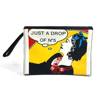 Chanel Clutch Bag Leather Multicolor Mademoiselle Logo Women