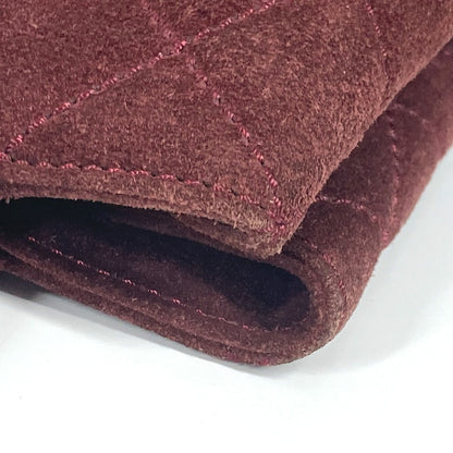 Chanel Handbag Suede Wine-Red Tote Bag Vintage Turnlock Cc Coco Mark Matelasse Quilting Women