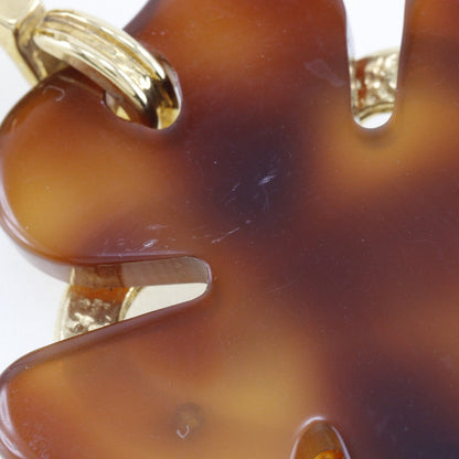 Chanel Earring Plated Gold , Plastic Brown Vintage Clover Coco Mark Heart Women