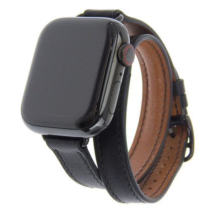 Hermes Watches Quartz Wr-50M Stainless Steel , Embossed Leather Black Series 7 Gps Apple Watch