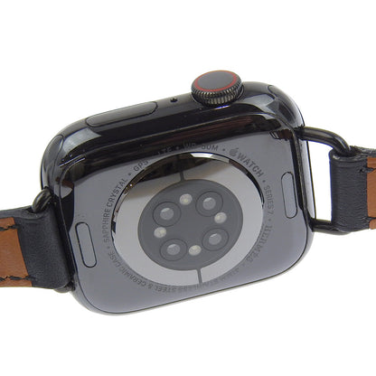 Hermes Watches Quartz Wr-50M Stainless Steel , Embossed Leather Black Series 7 Gps Apple Watch