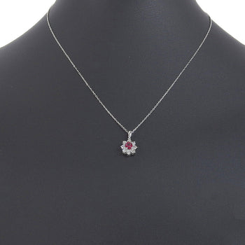 Jewelry Necklace Ptplatinum, Ruby, Diamond Silver Women