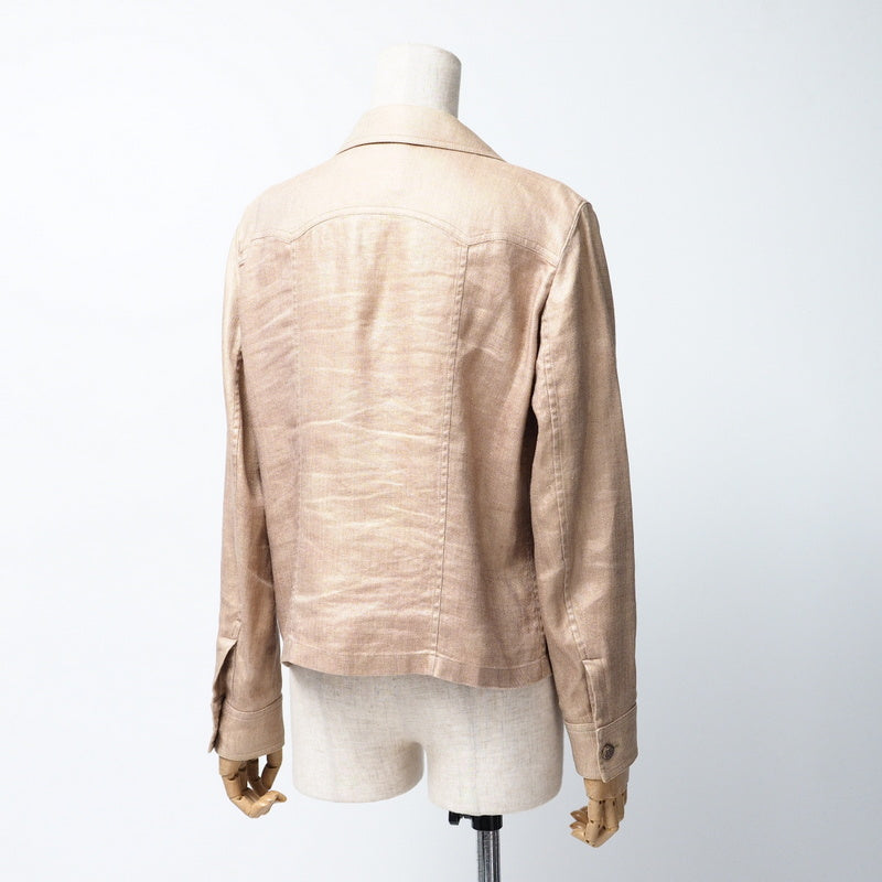 Chanel Tailored Jacket P26157V16390 Hemp Linen Beige Women 42