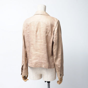 Chanel Tailored Jacket P26157V16390 Hemp Linen Beige Women 42