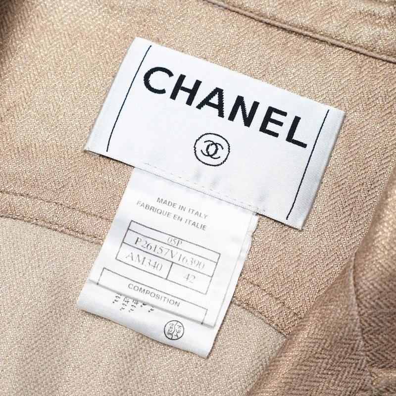 Chanel Tailored Jacket P26157V16390 Hemp Linen Beige Women 42