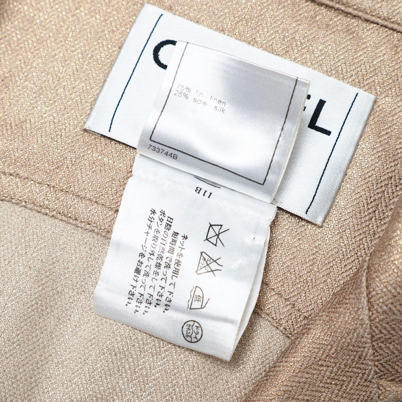 Chanel Tailored Jacket P26157V16390 Hemp Linen Beige Women 42