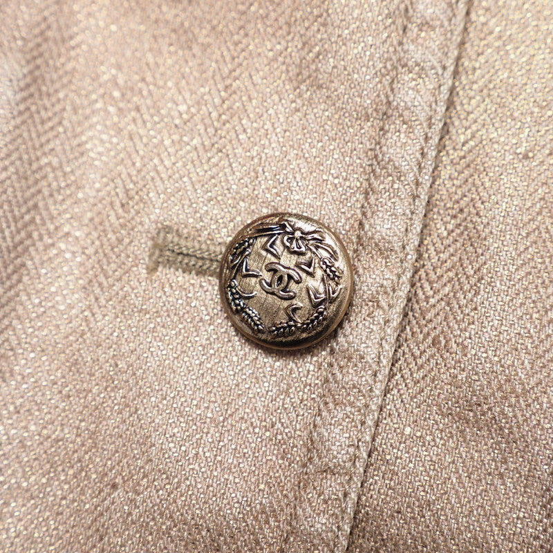 Chanel Tailored Jacket P26157V16390 Hemp Linen Beige Women 42