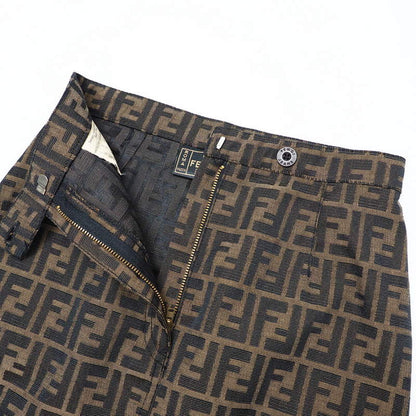 Fendi Skirt 09.571960 66960 Polyester Brown Zucca Pattern Ff Logo Tight Skirt Women 38