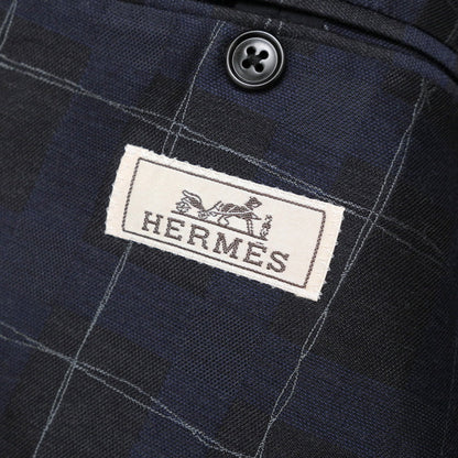 Hermes Tailored Jacket G19821K Silk Navy Mens 50