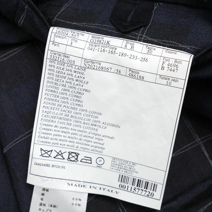 Hermes Tailored Jacket G19821K Silk Navy Mens 50