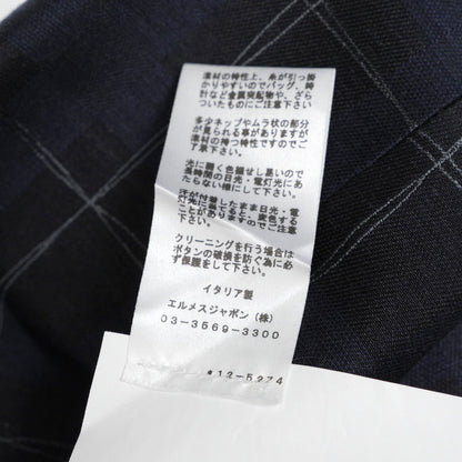 Hermes Tailored Jacket G19821K Silk Navy Mens 50