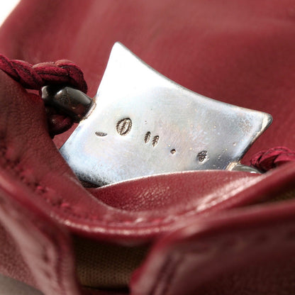 Hermes Gloves Genuine Leather Bordeaux/Silver 7.5