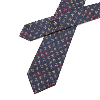 Gucci Tie Silk Navy 148X3.1" Mens