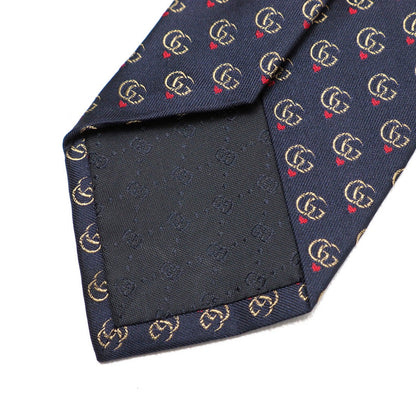 Gucci Tie Silk Navy 148X3.1" Mens