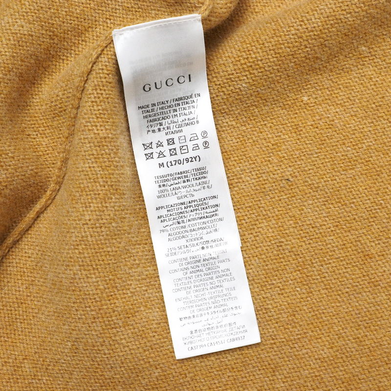Gucci Cardigan 635162 Wool Mustard With Brooch Oversize Women M (170/92Y)