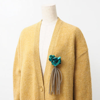 Gucci Cardigan 635162 Wool Mustard With Brooch Oversize Women M (170/92Y)