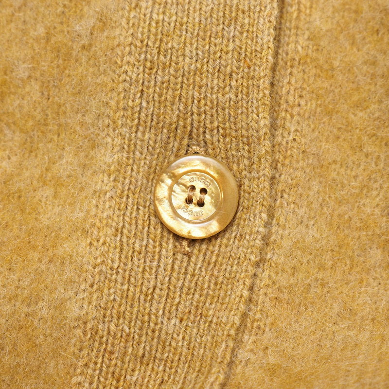 Gucci Cardigan 635162 Wool Mustard With Brooch Oversize Women M (170/92Y)