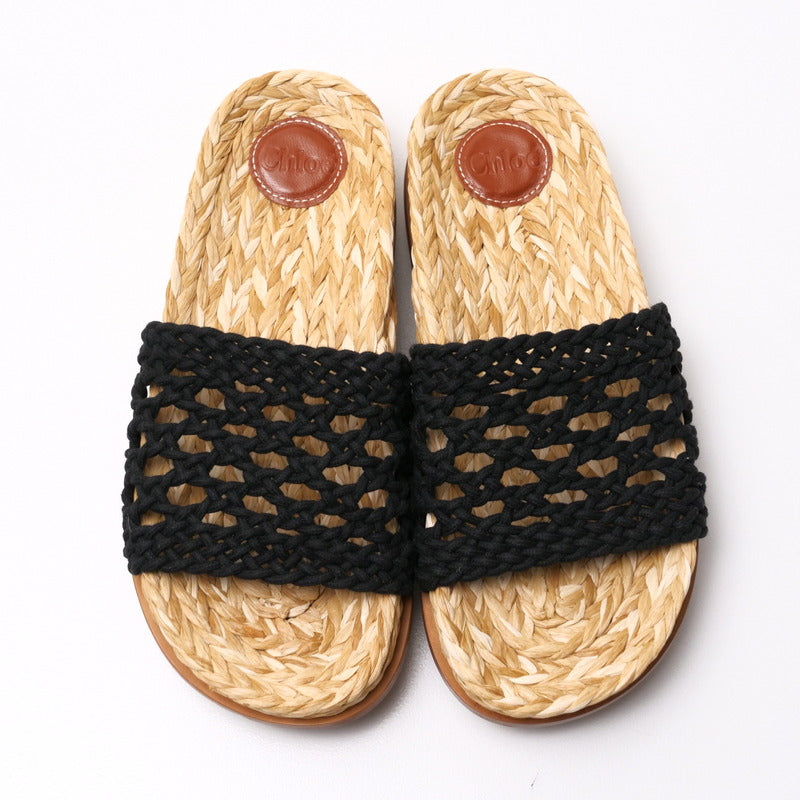Chloe Sandals Fabric Black / Brown Women 38