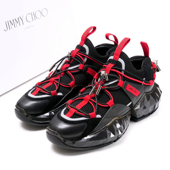 Jimmy Choo Sneakers Stretch Mesh/Suede Leather Mix Black X Red Diamond Trail/F Diamond Trail Women