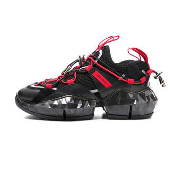 Jimmy Choo Sneakers Stretch Mesh/Suede Leather Mix Black X Red Diamond Trail/F Diamond Trail Women