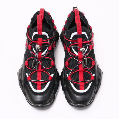 Jimmy Choo Sneakers Stretch Mesh/Suede Leather Mix Black X Red Diamond Trail/F Diamond Trail Women