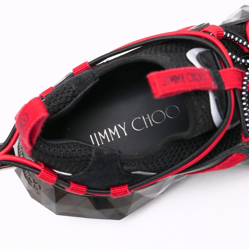 Jimmy Choo Sneakers Stretch Mesh/Suede Leather Mix Black X Red Diamond Trail/F Diamond Trail Women