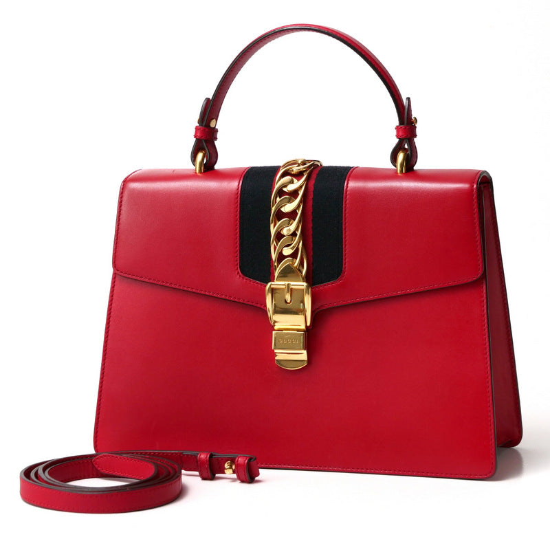 Gucci Handbag 431665 Genuine Leather Red/Metal