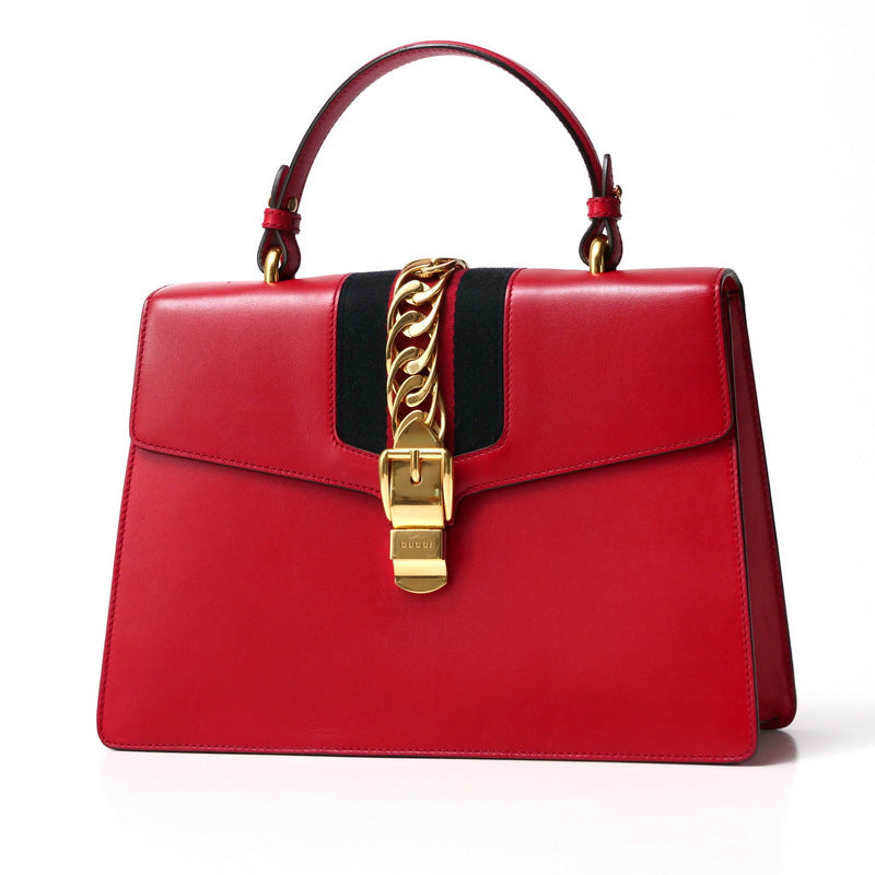 Gucci Handbag 431665 Genuine Leather Red/Metal