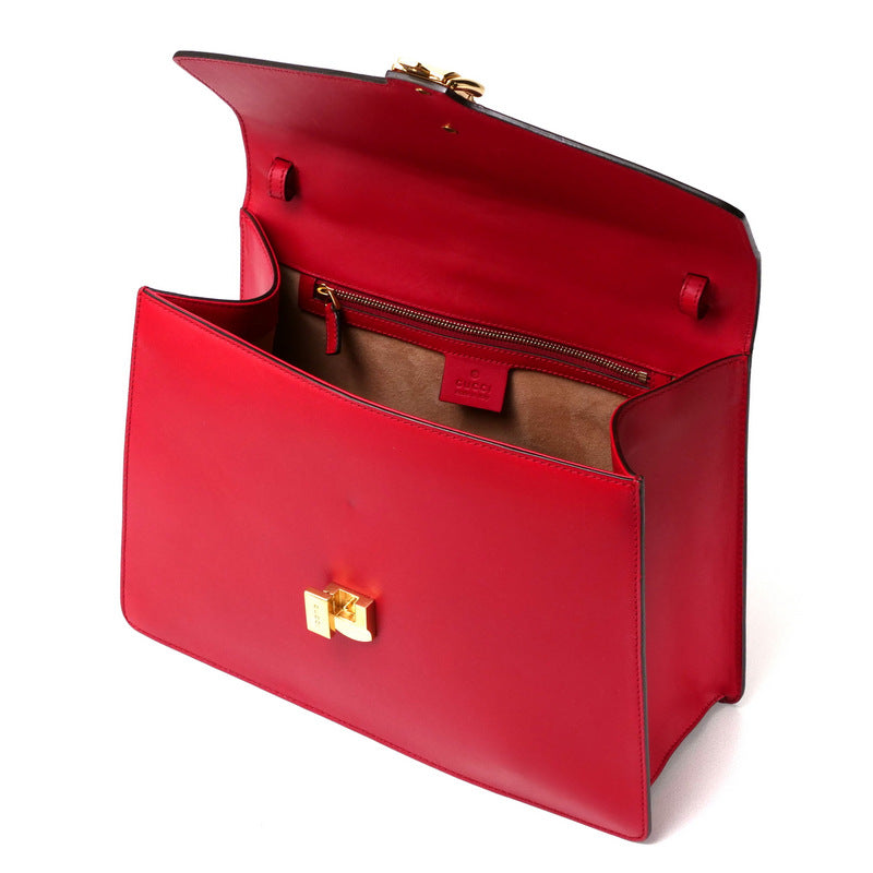 Gucci Handbag 431665 Genuine Leather Red/Metal