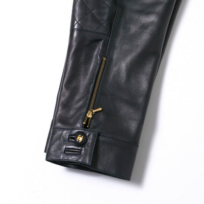 Chanel Pants 31407 Lambskin Black Women 40
