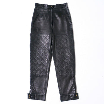 Chanel Pants 31407 Lambskin Black Women 40