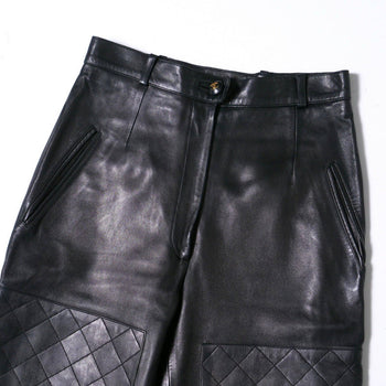 Chanel Pants 31407 Lambskin Black Women 40