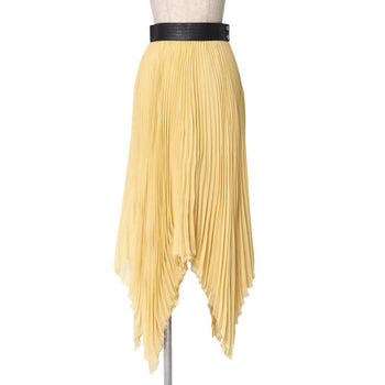 Loewe Long Skirt S359344Xbp 100% Polyester/Calf Leather Yellow / Black / Silver Women 34