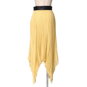 Loewe Long Skirt S359344Xbp 100% Polyester/Calf Leather Yellow / Black / Silver Women 34