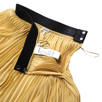 Loewe Long Skirt S359344Xbp 100% Polyester/Calf Leather Yellow / Black / Silver Women 34