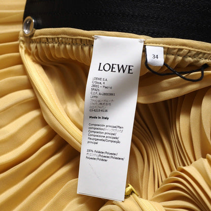 Loewe Long Skirt S359344Xbp 100% Polyester/Calf Leather Yellow / Black / Silver Women 34