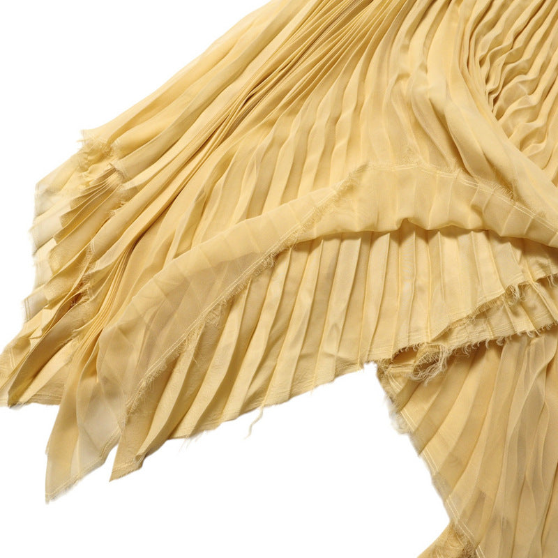 Loewe Long Skirt S359344Xbp 100% Polyester/Calf Leather Yellow / Black / Silver Women 34