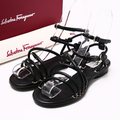 Salvatore Ferragamo Sandals 0732771 Leather Black Augusta Women 4.5 D