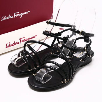 Salvatore Ferragamo Sandals 0732771 Leather Black Augusta Women 4.5 D
