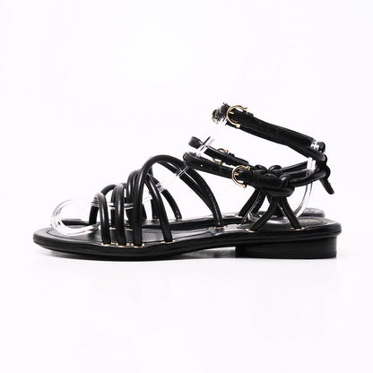 Salvatore Ferragamo Sandals 0732771 Leather Black Augusta Women 4.5 D