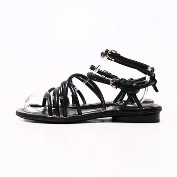 Salvatore Ferragamo Sandals 0732771 Leather Black Augusta Women 4.5 D