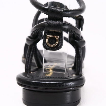 Salvatore Ferragamo Sandals 0732771 Leather Black Augusta Women 4.5 D