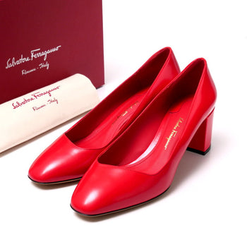 Salvatore Ferragamo Pumps 51784 Leather Red Arezzo55 Women 7 1/2D