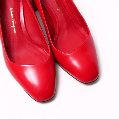 Salvatore Ferragamo Pumps 51784 Leather Red Arezzo55 Women 7 1/2D