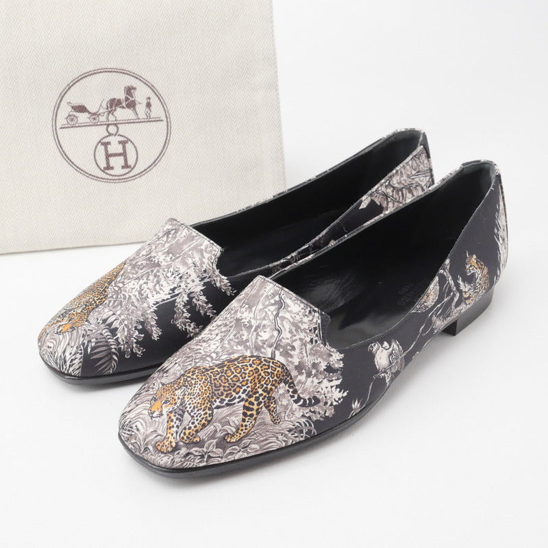 Hermes Pumps Fabric Black Type Women 35 1/2