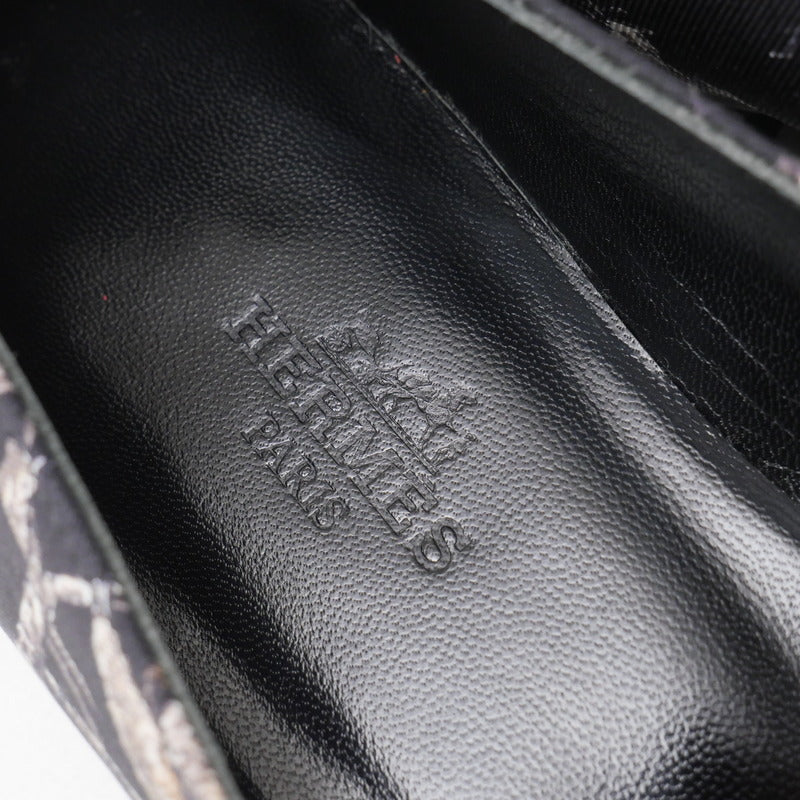 Hermes Pumps Fabric Black Type Women 35 1/2