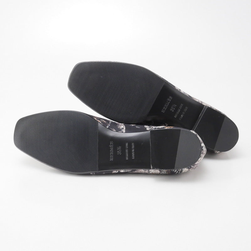 Hermes Pumps Fabric Black Type Women 35 1/2