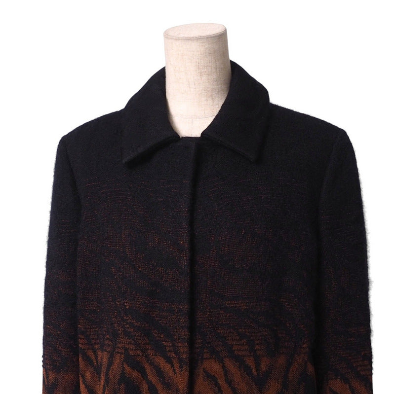 Missoni Stainless Collar Coat C0 Md Gw 0010 60% Rayon, 32% Wool, 8% Nylon 654/Black/Brown Women 42